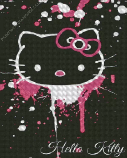 Drippy Hello Kitty Diamond Painting