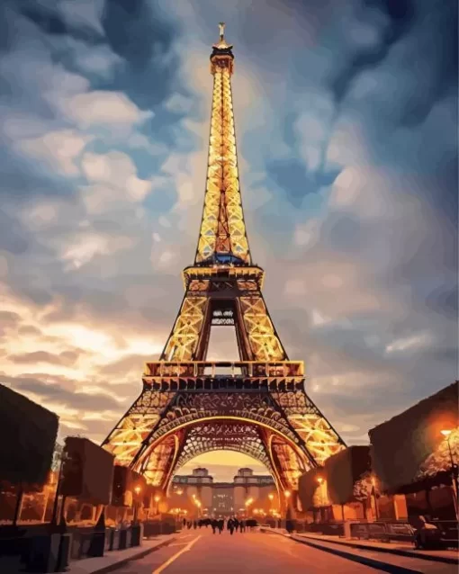 Eiffel Tower Night Paris Diamond Painting