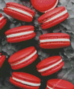 Fluffy Red Velvet Macarons Diamond Painting