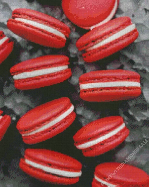 Fluffy Red Velvet Macarons Diamond Painting