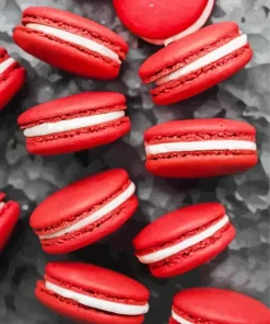 Fluffy Red Velvet Macarons Diamond Painting