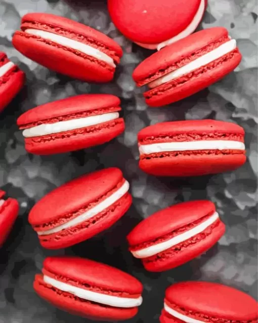 Fluffy Red Velvet Macarons Diamond Painting