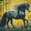 Friesian Horse In The Forest Art Diamond Painting