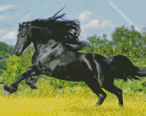 Friesian Horse Running Diamond Painting