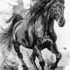 Friesian Horse Splatter Diamond Painting