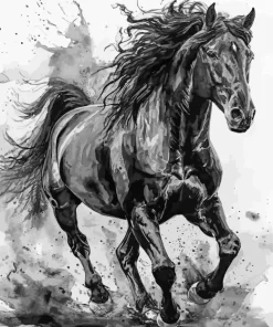 Friesian Horse Splatter Diamond Painting