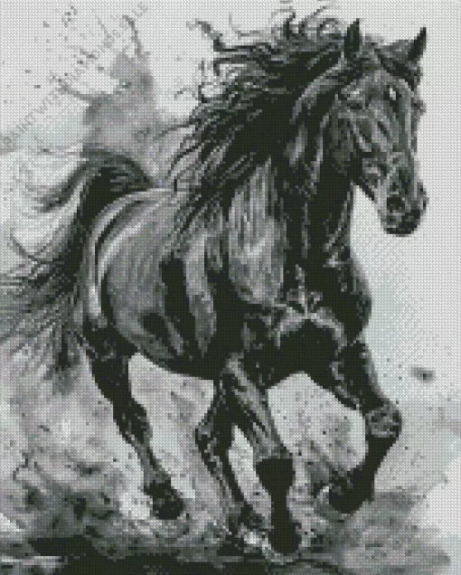 Friesian Horse Splatter Diamond Painting