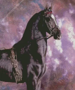 Friesian Horse With Purple Sky Diamond Painting