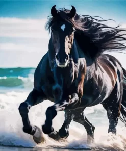 Friesian Horse With Waves Diamond Painting