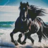 Friesian Horse With Waves Diamond Painting