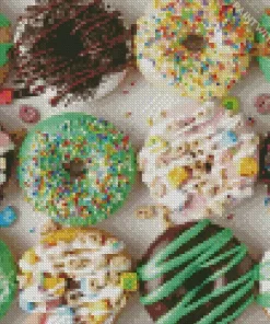 Green Donuts With Sprinkles Diamond Painting