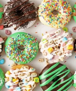 Green Donuts With Sprinkles Diamond Painting