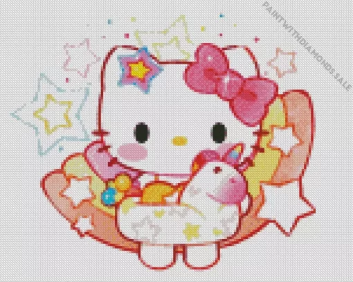 Hello Kitty And Unicorn Diamond Painting