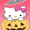 Hello Kitty With Halloween Pumpkin Diamond Painting