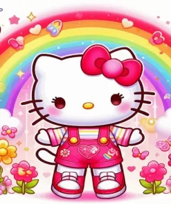 Hello Kitty With Rainbow Diamond Painting