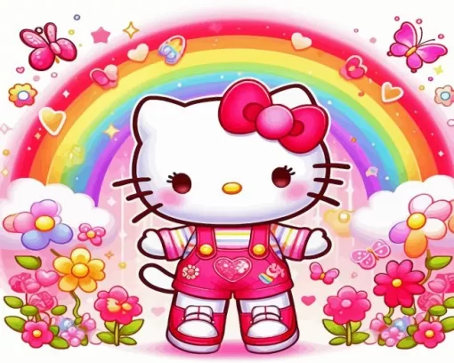 Hello Kitty With Rainbow Diamond Painting