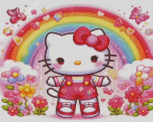 Hello Kitty With Rainbow Diamond Painting