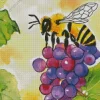 Honey Bee And Grapes Diamond Painting