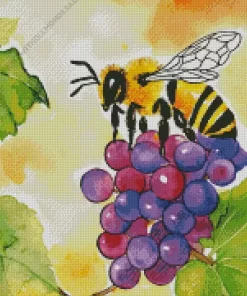 Honey Bee And Grapes Diamond Painting