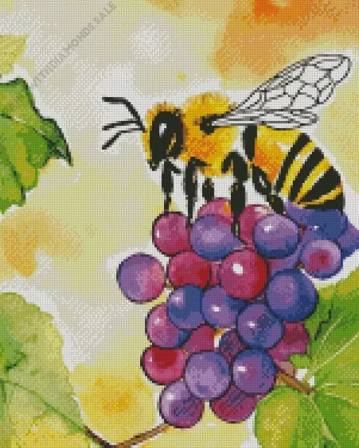 Honey Bee And Grapes Diamond Painting