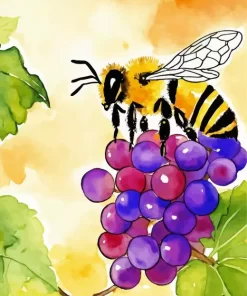 Honey Bee And Grapes Diamond Painting