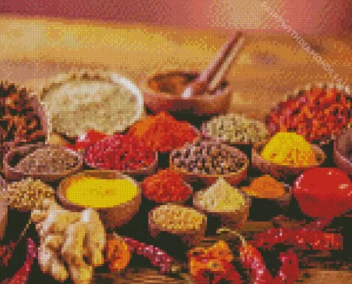 Indian Spices Close Up Diamond Painting