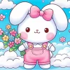 Kawaii Bunny With Flowers Diamond Painting