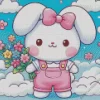 Kawaii Bunny With Flowers Diamond Painting