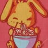 Orange Bunny Having Spaghetti Diamond Painting