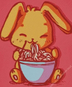 Orange Bunny Having Spaghetti Diamond Painting