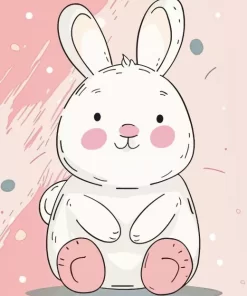 Pink And White Bunny Diamond Painting