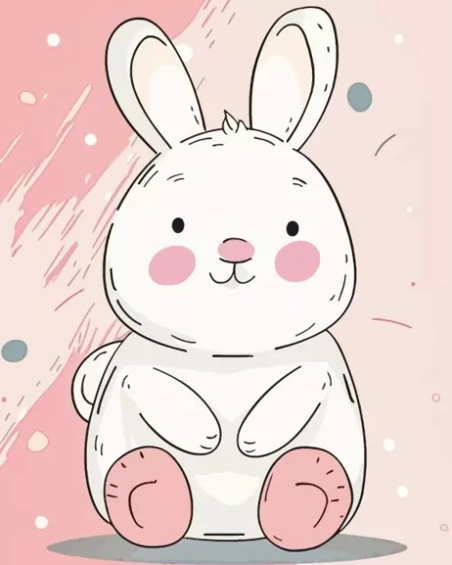 Pink And White Bunny Diamond Painting