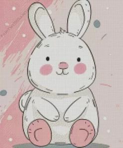 Pink And White Bunny Diamond Painting