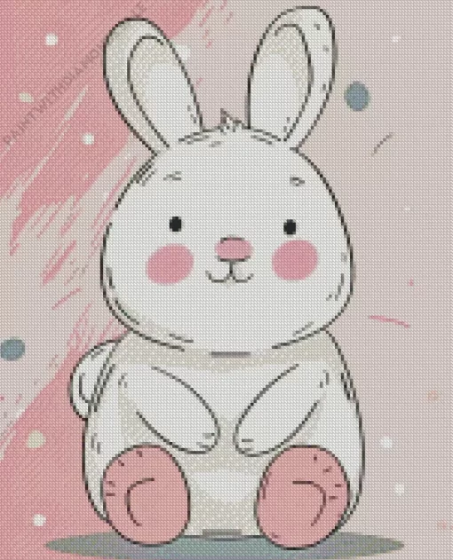 Pink And White Bunny Diamond Painting