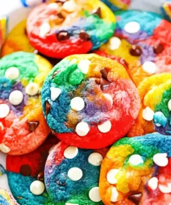 Rainbow Cookie With Chocolate Chips Diamond Painting