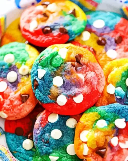 Rainbow Cookie With Chocolate Chips Diamond Painting