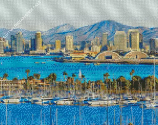 San Diego California City Skyline Diamond Painting