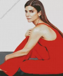 Sandra Bullock Wearing Red Diamond Painting