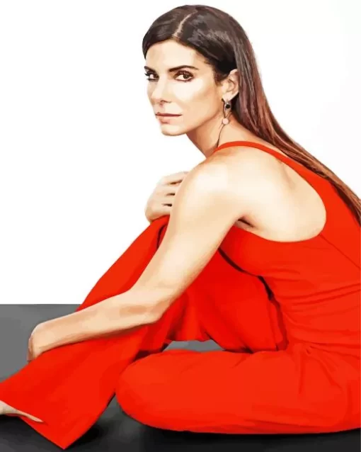 Sandra Bullock Wearing Red Diamond Painting