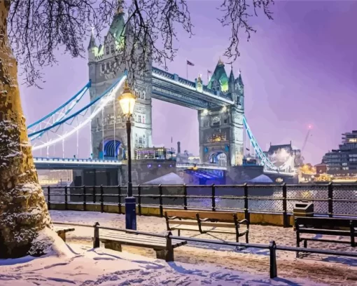 Snowy London Bridge Diamond Painting