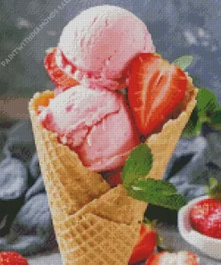 Strawberry Ice Cream Art Diamond Painting