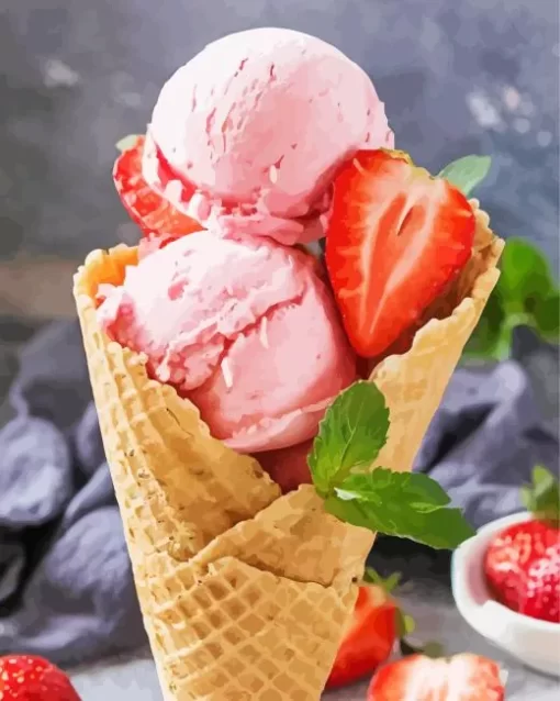 Strawberry Ice Cream Art Diamond Painting