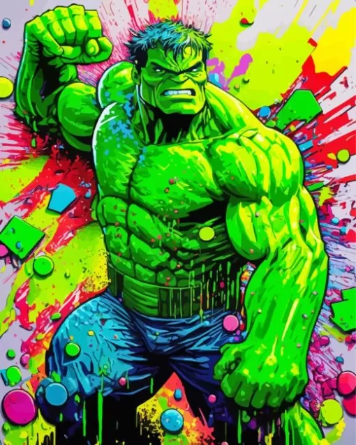 The Incredible Hulk Splatter Diamond Painting