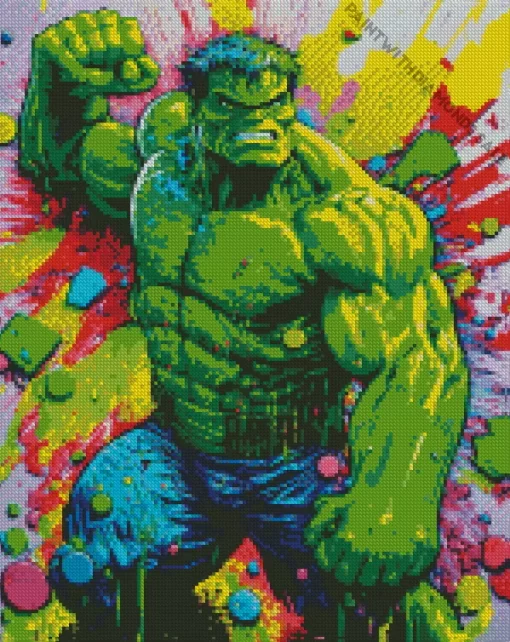 The Incredible Hulk Splatter Diamond Painting