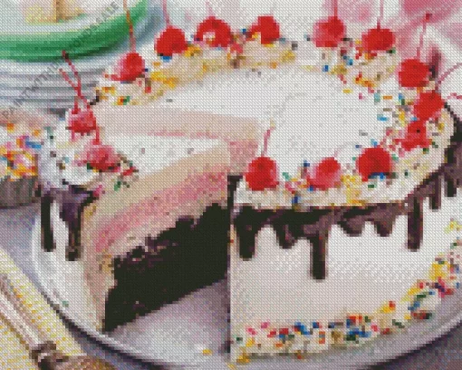 Vanilla Ice Cream Cake Diamond Painting