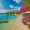 Antalya Beach Boats Diamond Painting