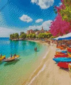 Antalya Beach Boats Diamond Painting