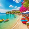 Antalya Beach Boats Diamond Painting