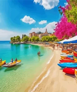 Antalya Beach Boats Diamond Painting