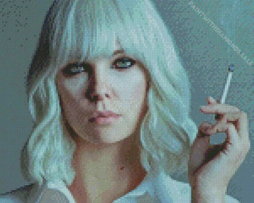 Atomic Blonde Charlize Theron Smoking Diamond Painting